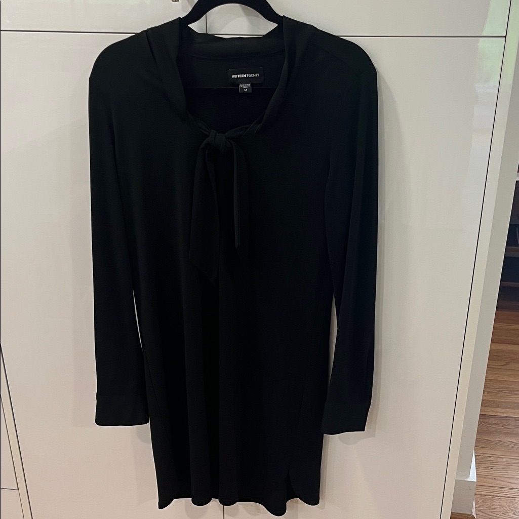 Fifteen Twenty Black Long Sleeve Dress With Tie Detail, Size M